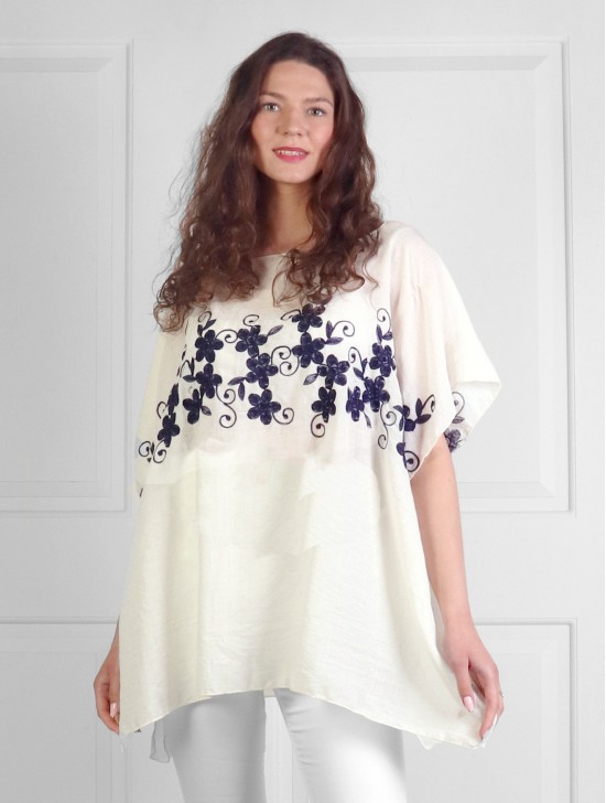 Stitched Flower Design Fashion Flowy Top